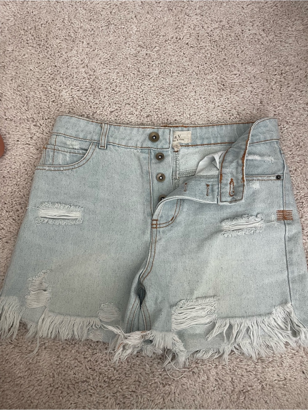Chelsea & Violet Light Blue Distressed Denim Shorts